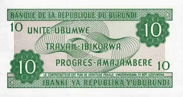 C 1840 Burundi 10 Francos Fe 3 Burundi 10 Francos