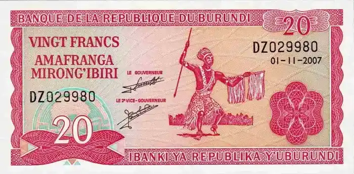 C 1845 Burundi 20 Francos Fe 1 Burundi 20 Francos