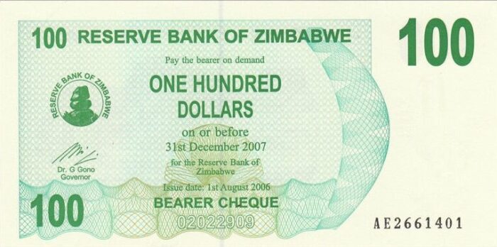 C 1828 ZIMBABWE 100 DOLLARS FE 1 C 1828 ZIMBABWE 100 DOLLARS FE