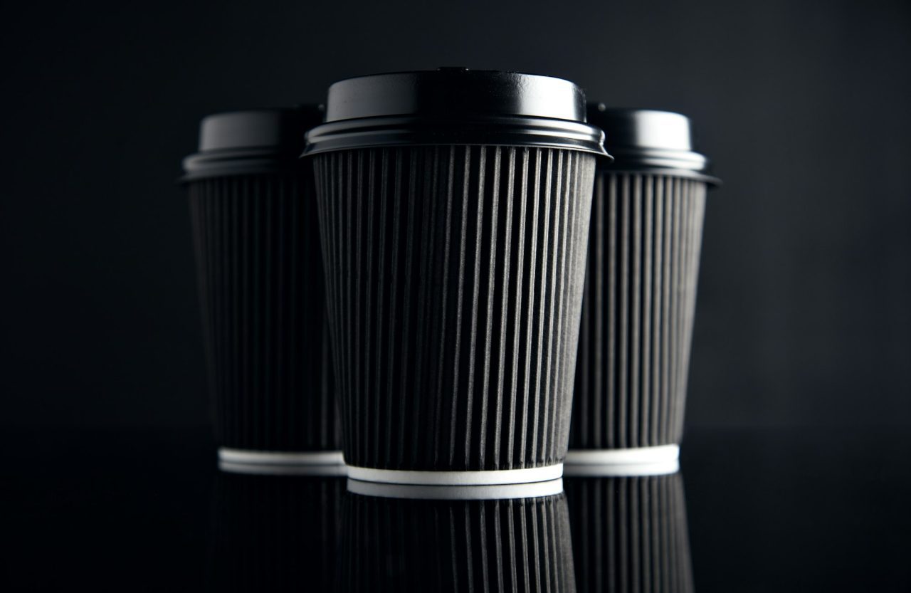 black luxury take away paper cups set mirrored