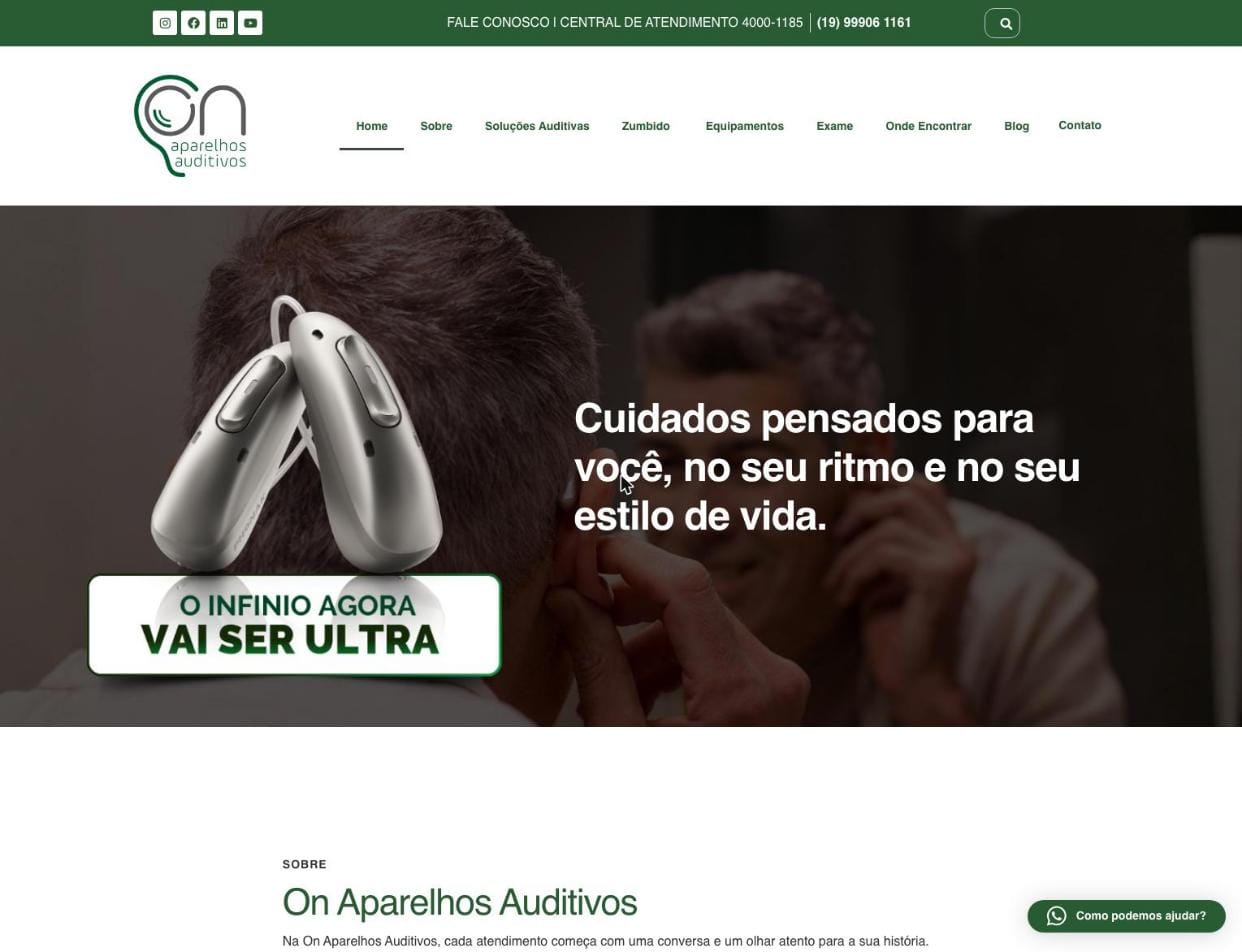 Criação de site: aparelhos auditivos