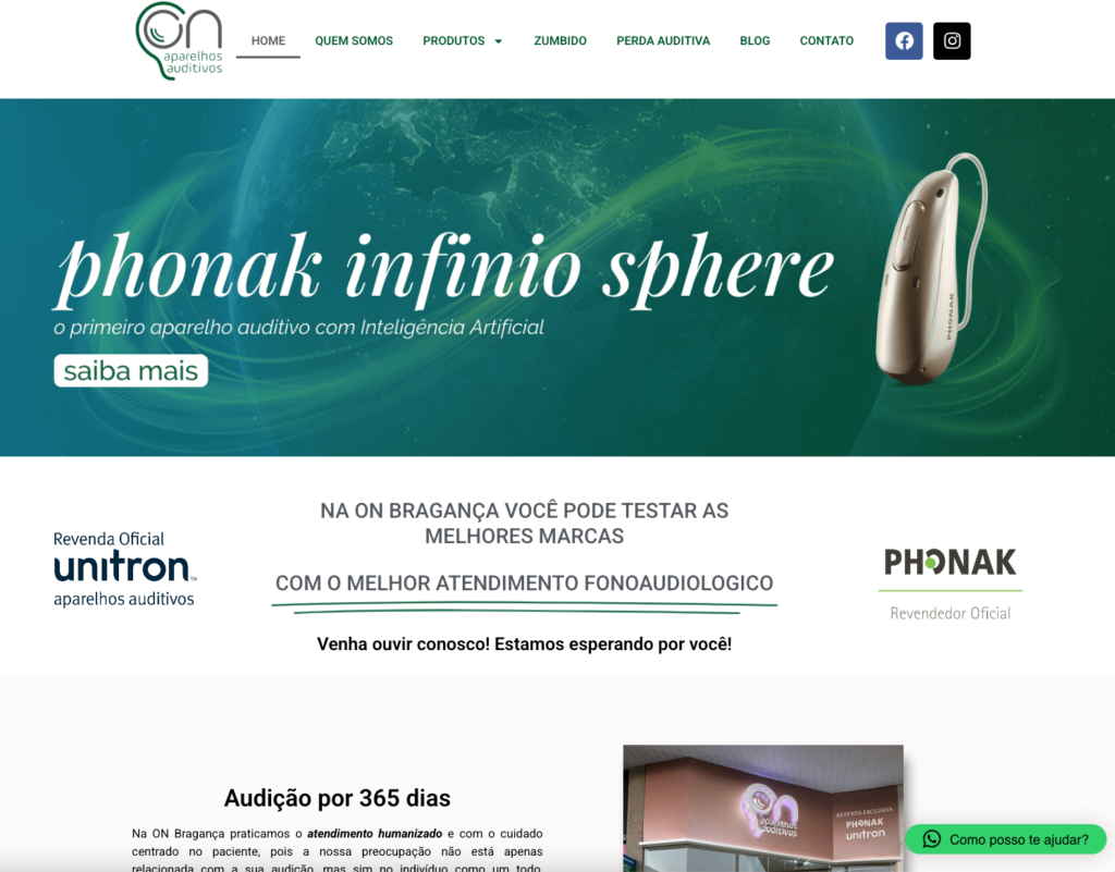 Criação de site: revenda de aparelhos auditivos